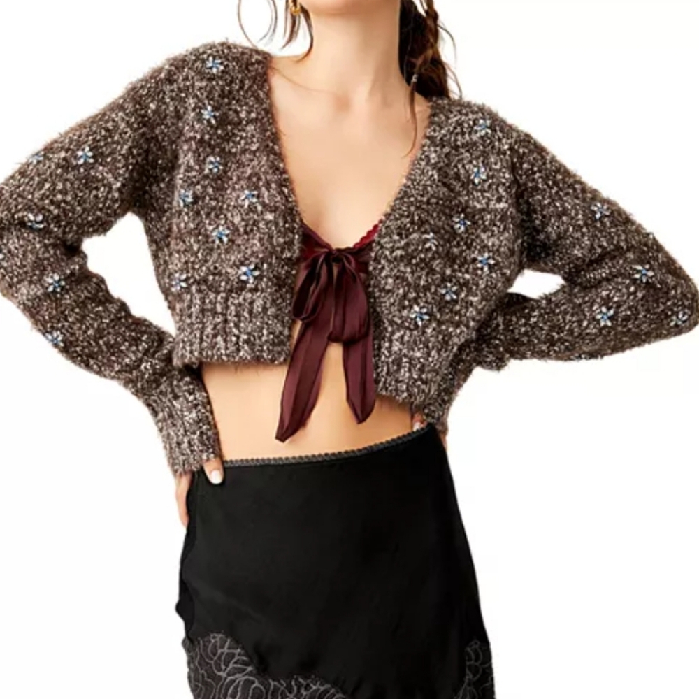 Free PeopleTwinkle Cardi Sweater Brown Size Small
